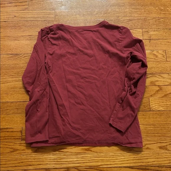 Life Is Good Maroon Womens V-Neck Shirt with Heart and Floral Design size M - Picture 5 of 5